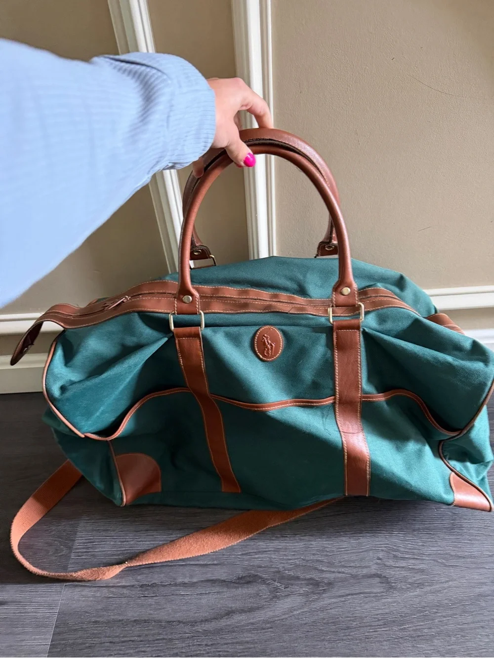 Vintage Y2K green canvas Polo Ralph Lauren duffel